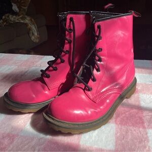 No boundaries hot pink lace up combat boot